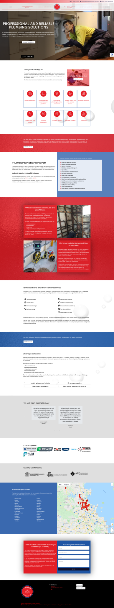 Laing'sPlumbing: Desktop View