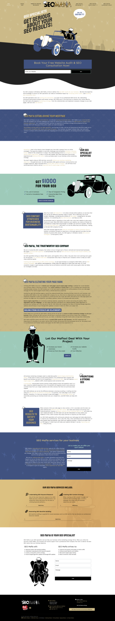 SEO Mafia: Desktop View
